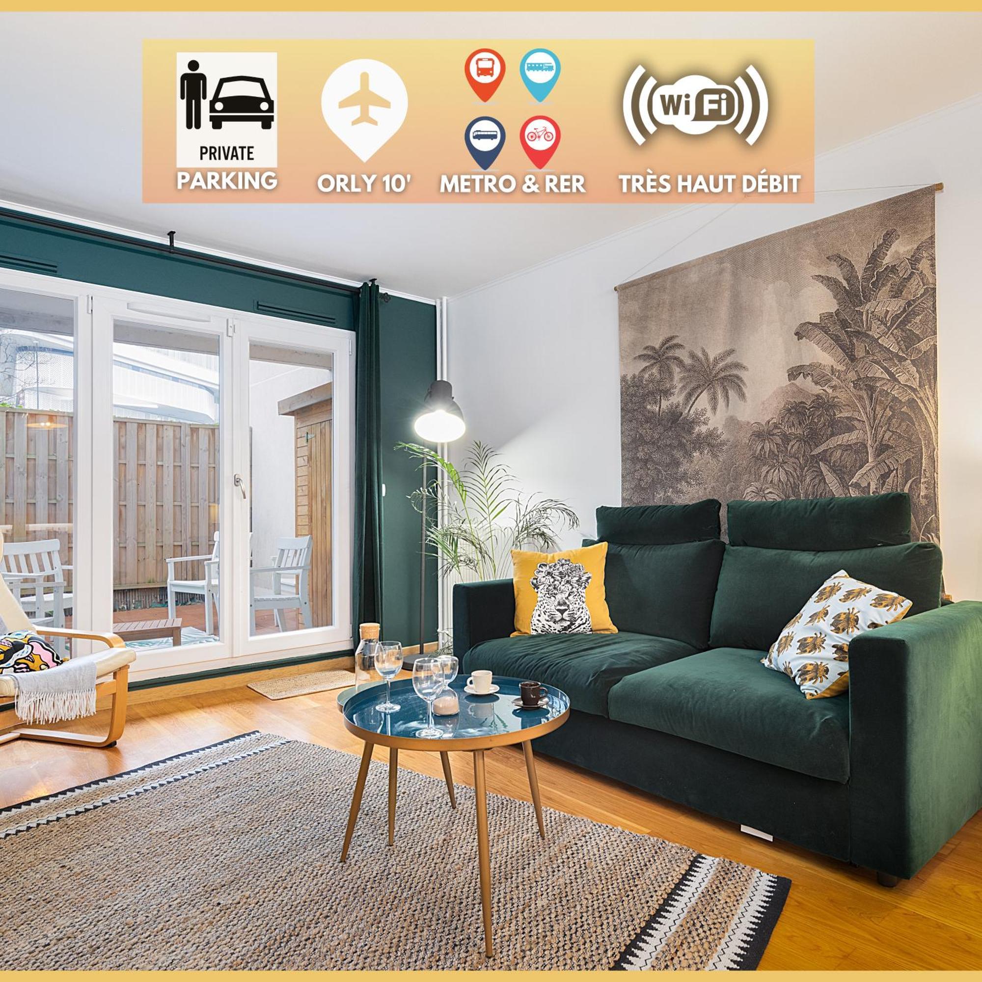 Апартаменты Cosy'N Paris - Parking Secure - Metro 14 - Wifi - Terrace - Premium Bedding Жантийи Экстерьер фото